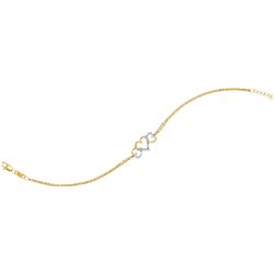 10kt Yellow Gold Womens Round Diamond Triple Heart Chai