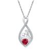 Image 1 : Sterling Silver Womens Round Lab-Created Ruby Mom Mothe
