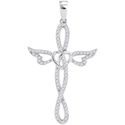 10KT White Gold 0.20CT-Diamond CROSS PENDANT