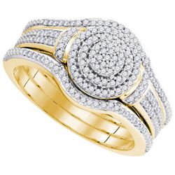 10K Yellow-gold 0.33CTW-Diamond MICRO-PAVE BRIDAL SET