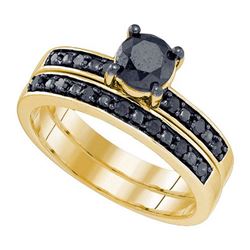 10K Yellow-gold 1.05CTW BLACK DIAMOND MICRO-PAVE BRIDAL