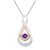 Image 1 : Sterling Silver Womens Round Lab-Created Amethyst Solit