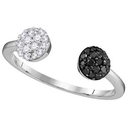 10kt White Gold Womens Round Black Colored Diamond Band