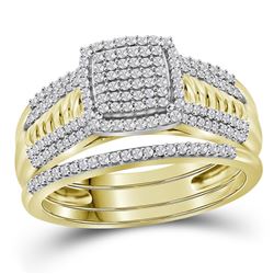 10K Yellow Gold Cushion Real Diamond Bridal Wedding Eng