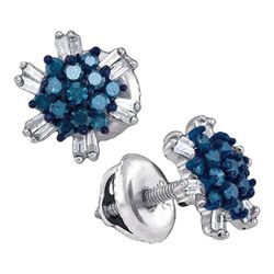 10KT White Gold 0.50CTW BLUE DIAMOND MICRO-PAVE EARRING