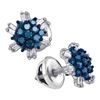 Image 1 : 10KT White Gold 0.50CTW BLUE DIAMOND MICRO-PAVE EARRING