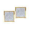 Image 1 : 14kt Yellow Gold Womens Round Pave-set Diamond Square C