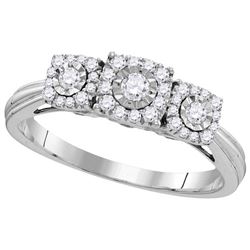 Womens 10K White Gold Fanook Diamond 3 Stone Wedding En