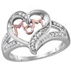 Image 1 : Sterling Silver Womens Round Natural Diamond Heart Love