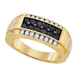 925 Sterling Silver Yellow 1.03CT-DIA BLACK DIAMOND RIN