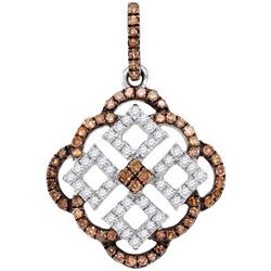 10KT White Gold 0.50CTW COGNAC DIAMOND FASHION PENDANT