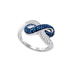 10kt White Gold Womens Round Blue Colored Diamond Infin