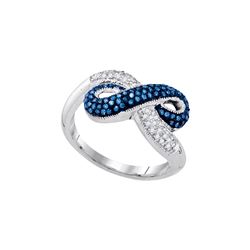 10kt White Gold Womens Round Blue Colored Diamond Infin