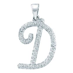 10KT White Gold 0.17CTW-DIAMOND INITIAL- D  PENDANT