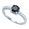 Image 1 : 10K White-gold 0.99CTW BLACK DIAMOND FASHION RING