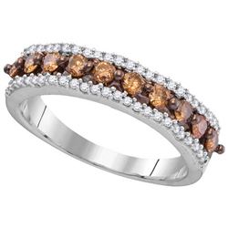 10KT White Gold 0.60CTW COGNAC DIAMOND FASHION RING