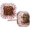 10kt Rose Gold Womens Round Cognac-brown Colored Diamon