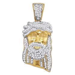 10kt Yellow Gold Mens Round Diamond Jesus Christ Messia