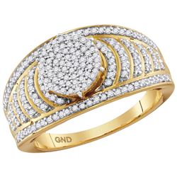 10kt Yellow Gold Womens Round Diamond Cluster Striped B