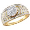 Image 1 : 10kt Yellow Gold Womens Round Diamond Cluster Striped B