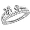 10kt White Gold Womens Round Diamond Flower Bisected St