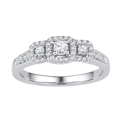 10kt White Gold Womens Round Diamond 3-stone Bridal Wed