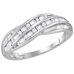 Womens 10K White Gold Swirl Real Diamond Wedding Engage