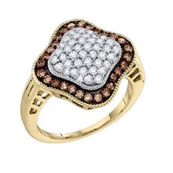 10KT Yellow Gold 1.00CTW COGNAC DIAMOND LADIES FASHION