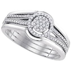 10KT White Gold 0.15CTW-Diamond MICRO-PAVE BRIDAL SET