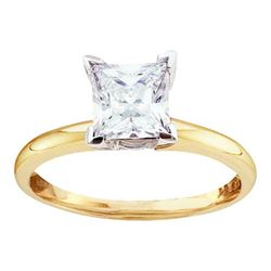 14KT Yellow Gold Two Tone 1/4CTW PRINCESS DIAMOND SOLIT