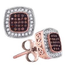 10KT Rose Gold 0.25CTW RED DIAMOND MICRO-PAVE EARRING