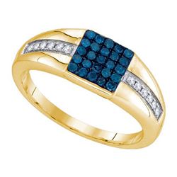 10K Yellow-gold 0.50CTW BLUE DIAMOND FASHION MENS RING