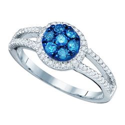 10KT White Gold 0.48CTW BLUE DIAMOND FASHION RING