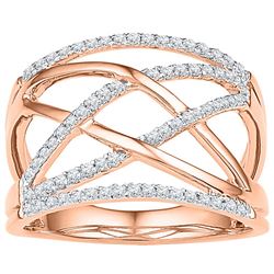 10kt Rose Gold Womens Round Diamond Criss Cross Crossov