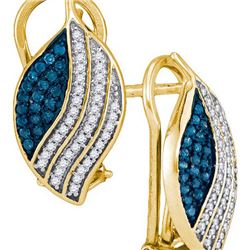 10K Yellow-gold 0.45CTW BLUE DIAMOND MICRO-PAVE EARRING