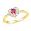 Image 1 : 10kt Yellow Gold Womens Round Lab-Created Pink Sapphire