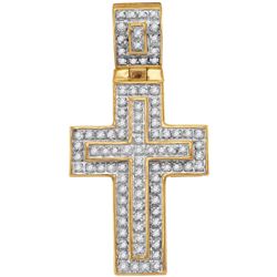 10kt Yellow Gold Mens Round Diamond Layered Christian C