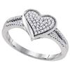 Image 1 : 10KT White Gold 0.19CTW DIAMOND MOCRO-PAVE HEART RING