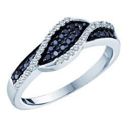 14K White-gold 0.23CTW BLACK DIAMOND FASHION BAND