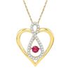 Image 1 : 10kt Yellow Gold Womens Round Lab-Created Ruby Diamond