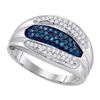 Image 1 : 10KT White Gold 0.40CTW BLUE DIAMOND MICRO-PAVE RING