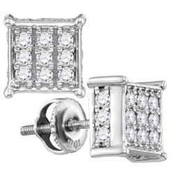 10kt White Gold Womens Round Diamond Square Cluster Scr