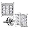 Image 1 : 10kt White Gold Womens Round Diamond Square Cluster Scr