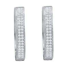 10KT White Gold 0.25CTW DIAMOND MICRO PAVE HOOPS