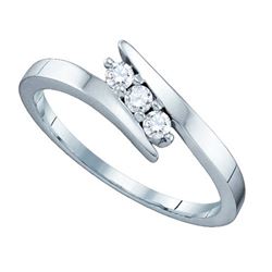 14KT White Gold 0.17CTW DIAMOND 3 STONE BAND