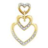 Image 1 : 14K Yellow-gold 0.06CTW ROUND DIAMOND HEART PENDENT