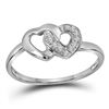 Image 1 : Sterling Silver Womens Round Diamond Double Linked Hear