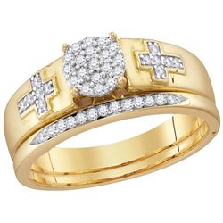 10kt Yellow Gold Womens Natural Diamond Cluster Cross B