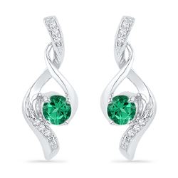 10kt White Gold Womens Round Lab-Created Emerald Solita