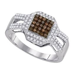 10KT White Gold 0.40CTW COGNAC DIAMOND FASHION RING